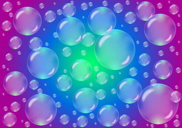 Transparent bubbles on a colored background
