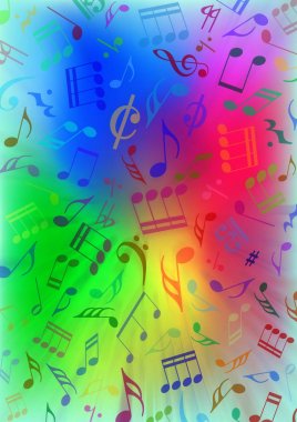Müzik notaları oluşan renkli arka plan