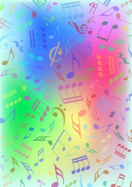 Müzik notaları oluşan renkli arka plan