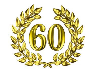 60 altın çelenk içinde altın şekil