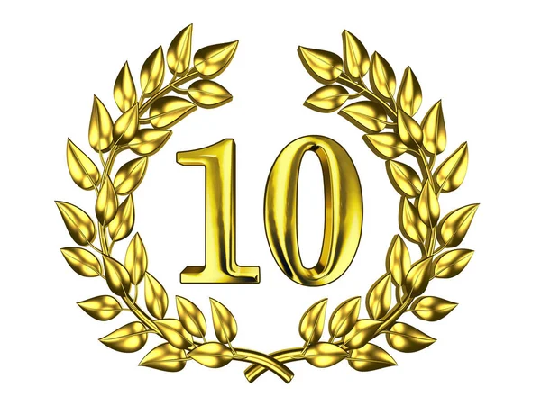 Золота фігура 10 в золотому вінку — стокове фото