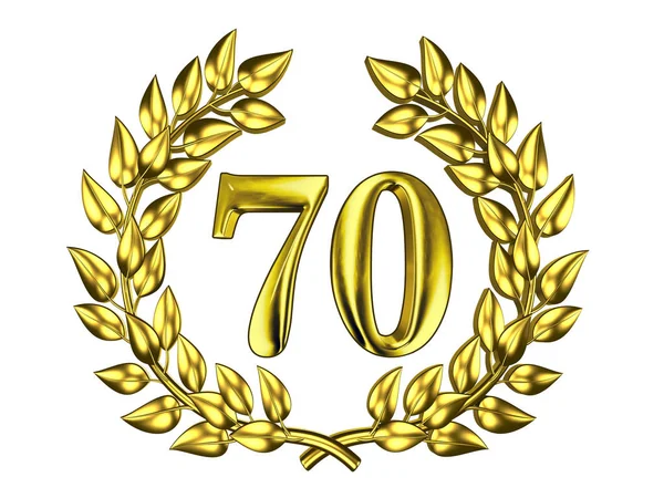 Золотая цифра 70 в золотом венке — стоковое фото