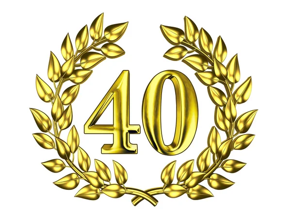 Figura dourada de 40 em uma grinalda de ouro — Fotografia de Stock