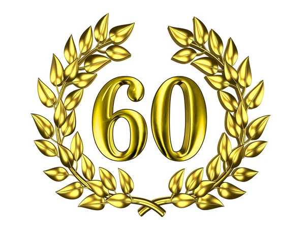 Золотая цифра 60 в золотом венке — стоковое фото