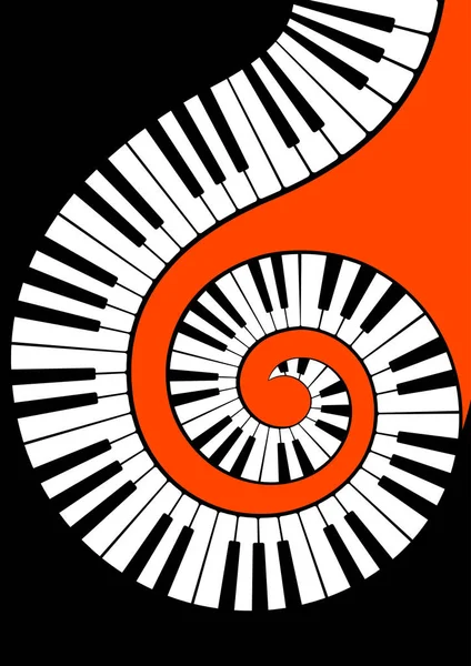 Tasti di pianoforte primo piano a spirale contorto — Vettoriale Stock