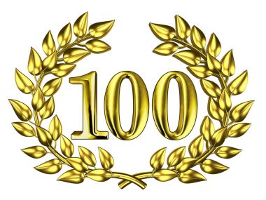 100 altın çelenk içinde altın şekil
