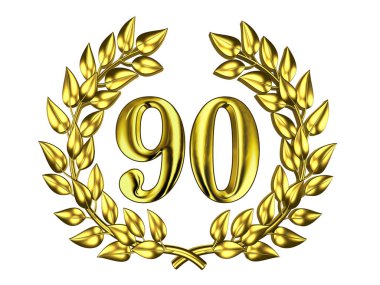 90 altın çelenk içinde altın şekil