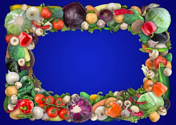 Фон питания - рамка из разнообразных сочных овощей — стоковое фото