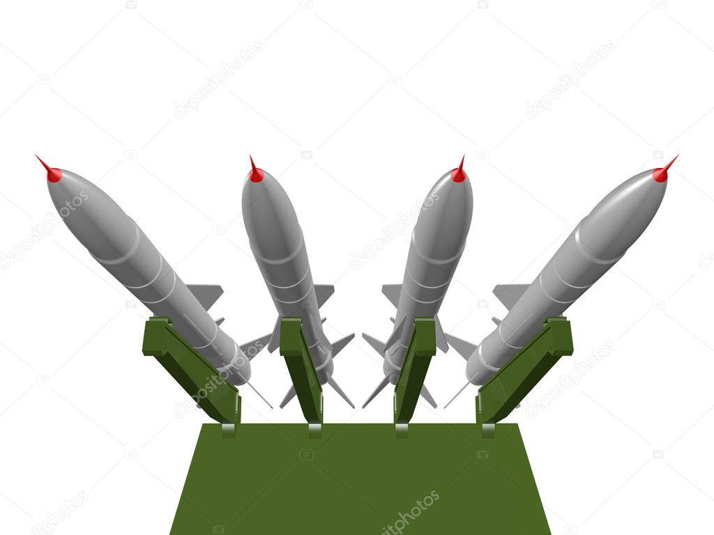 Rocket complex in 3d isolated on white background