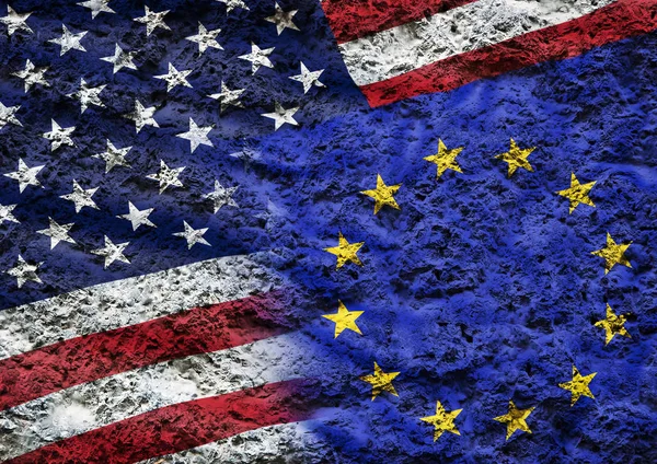 Bandera de la Unión Europea y Estados Unidos — Foto de Stock