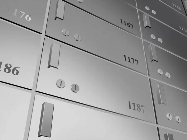 Closed safe deposit boxes in the bank — Stock Photo, Image