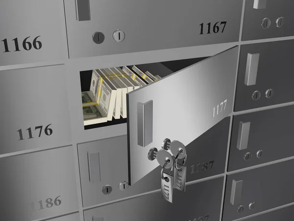 Open safe deposit boxes in the bank