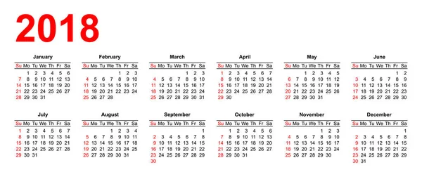 Сітка календаря США у векторному — стоковий вектор