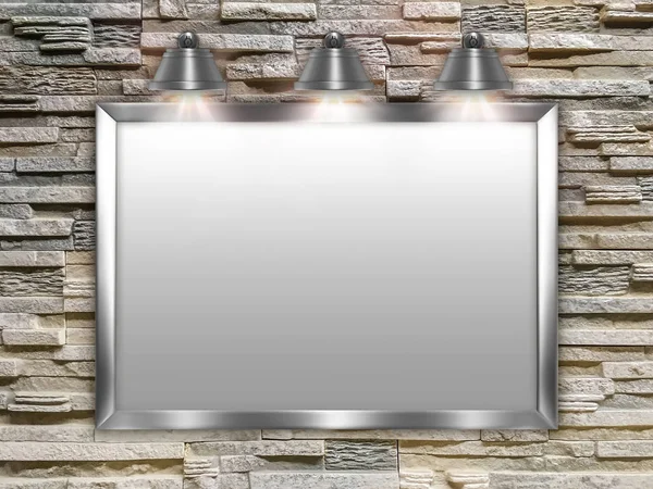 Vorlage einer Platte für Platten, die von Lampen beleuchtet werden, die an der Wand hängen — Stockfoto