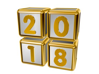 Rakamlar 2018 dikey olarak altın küpleri