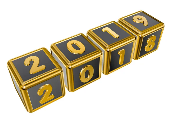 Figure 2018 e 2019 sui cubi d'oro — Foto Stock