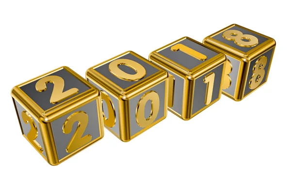 Gold numbers 2018 on gold squares — Stock Photo, Image