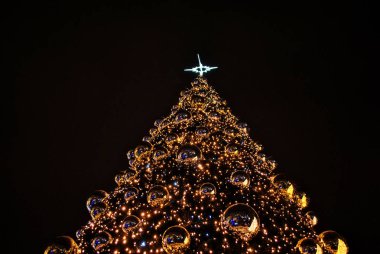 Chrastmas yıldız üstünde Noel ağacı, Krakow