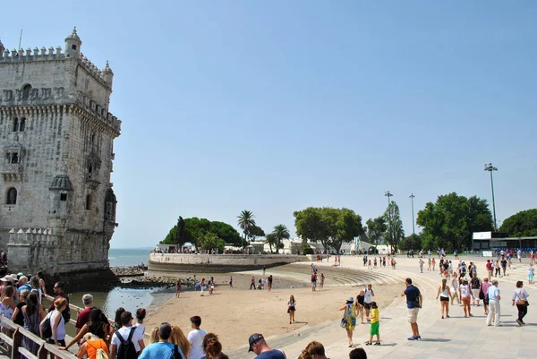 Beaucoup Touristes Visitent Tour Lisbonne Portugal — Photo