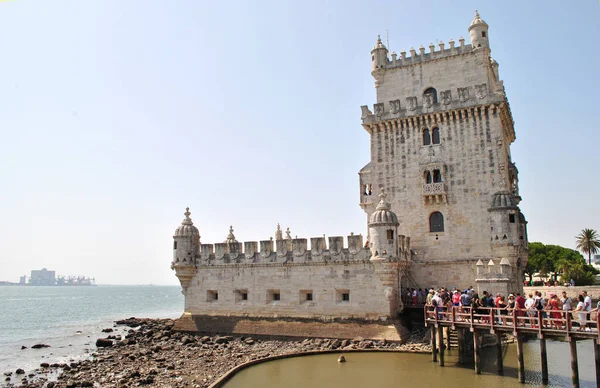 Torre Medievale Sul Fiume Lisbona Portogallo — Foto Stock