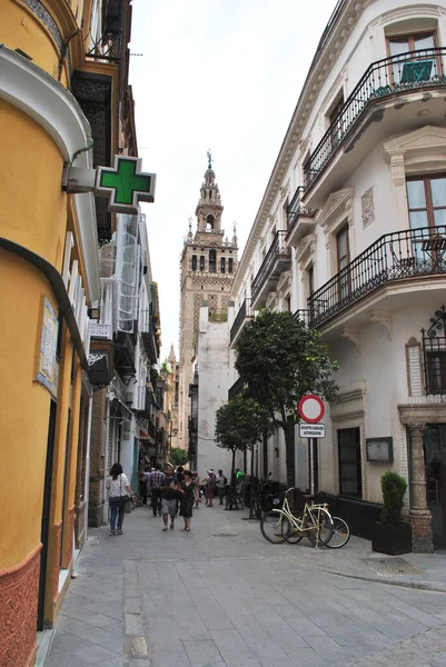 Úzká Ulice Katedrála Seville Španělsko — Stock fotografie
