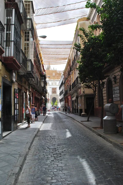 Clima Cálido Calle Pequeña Sevilla España — Foto de Stock