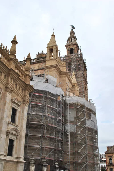 Ανακαίνιση Του Αρχαίου Καθεδρικού Ναού Στην Ισπανία Σεβίλλη — Φωτογραφία Αρχείου