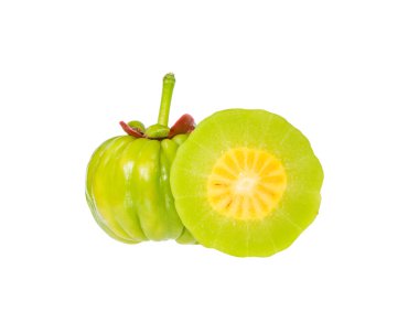 Garcinia cambogia fresh fruit, isolated on white. Fruit for diet clipart