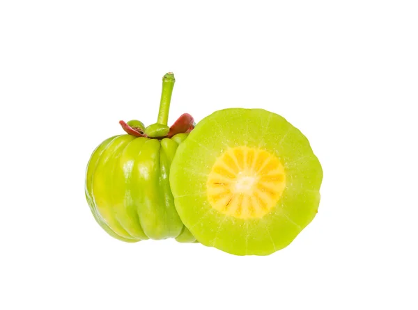 Garcinia cambogia frutta fresca, isolata su bianco. Frutta per la dieta — Foto Stock