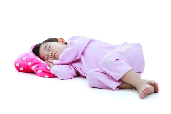 Full body. Healthy children concept. Asian girl sleeping peacefully. — Stock Photo, Image