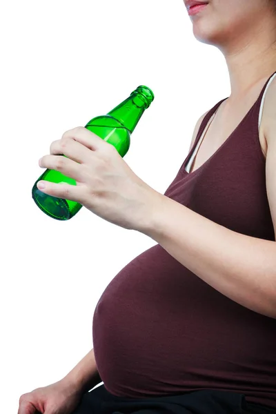 Zwangerschap met alcohol. Zwangere vrouwelijke ongezonde moederschap con — Stockfoto