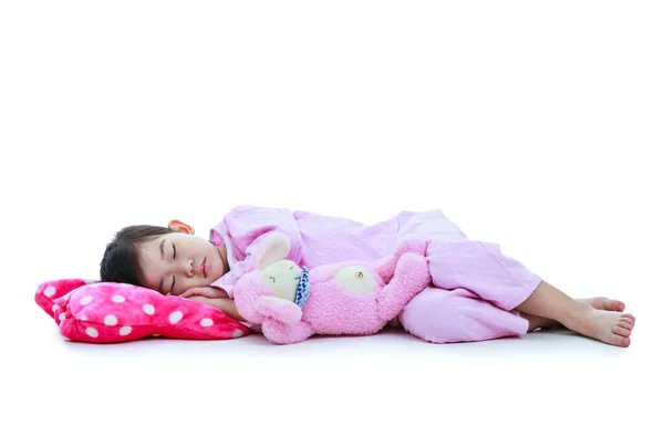 Corpo inteiro. Conceito de crianças saudáveis. Menina asiática dormindo pacificamente . — Fotografia de Stock