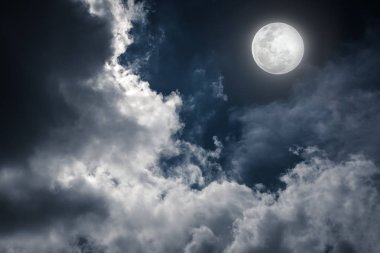 Nighttime sky with cloudy and bright moon would make a great background clipart