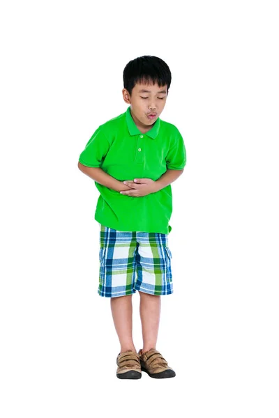 腹痛に苦しむアジアの子。白い表現の分離 — ストック写真