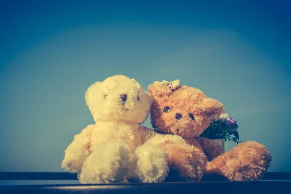 Concept ours en peluche couple avec amour et relation pour la Saint-Valentin . — Photo