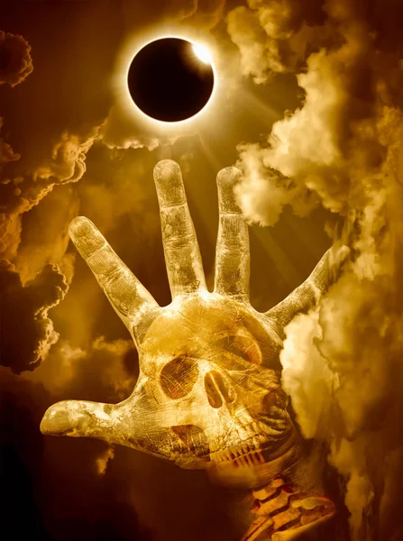 Fenómeno científico natural. Eclipse solar total com efeito anel de diamante — Fotografia de Stock