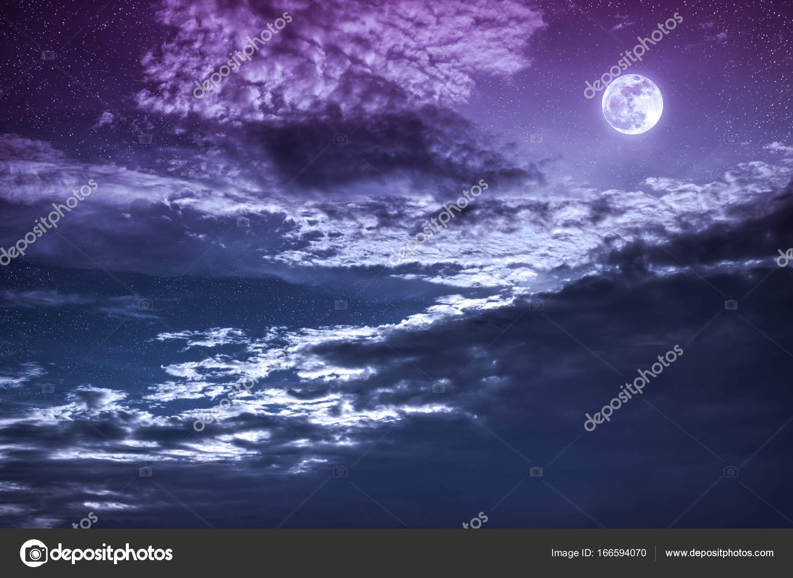 Night Sky With Bright Full Moon And Dark Cloud Serenity Nature