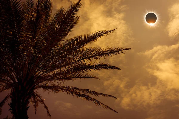 Fenómeno Científico Natural Proeminência Coroa Interna Sol Eclipse Solar Total — Fotografia de Stock