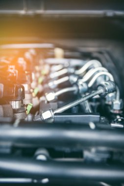 Otomobil motoru ayrıntılarını portre. 