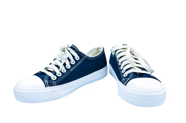 Zapatillas de deporte de tela gruesa azul oscuro. Aislado sobre fondo blanco . —  Fotos de Stock