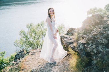 vücut, gelin, doğa, iç çamaşırı, ince, dantel, güneşli, sarışın, iç çamaşırı