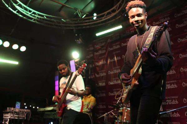 Гитарист Концерте Ones2Watch Парке Свободы Broad Street Lagos Февраля 2020 — стоковое фото