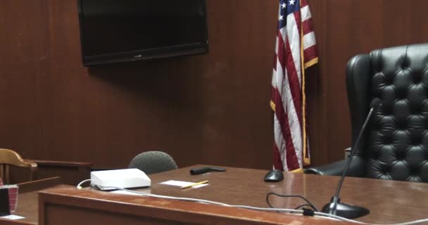 Court Room Empty Judge Stand Seat — Stock Video