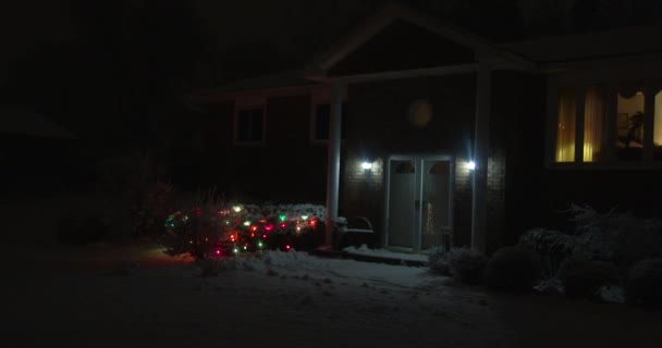 Devant Maison Lumières Noël Neige — Video