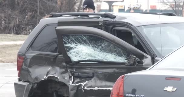 Janeiro 2017 Bettendorf Iowa Acidente Carro Janela Quebrada — Vídeo de Stock