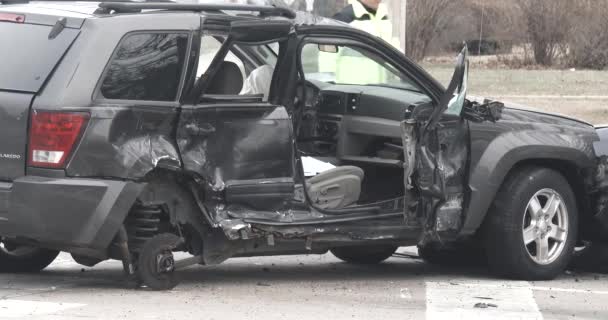 Januar 2017 Bettendorf Iowa Autounfall Beschädigtes Auto — Stockvideo