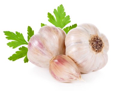 Sarımsak beyaza izole edilmiş