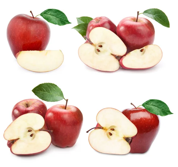Яблочные фрукты с листьями — стоковое фото