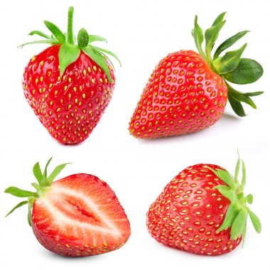 Çilek beyazda izole edilmiş