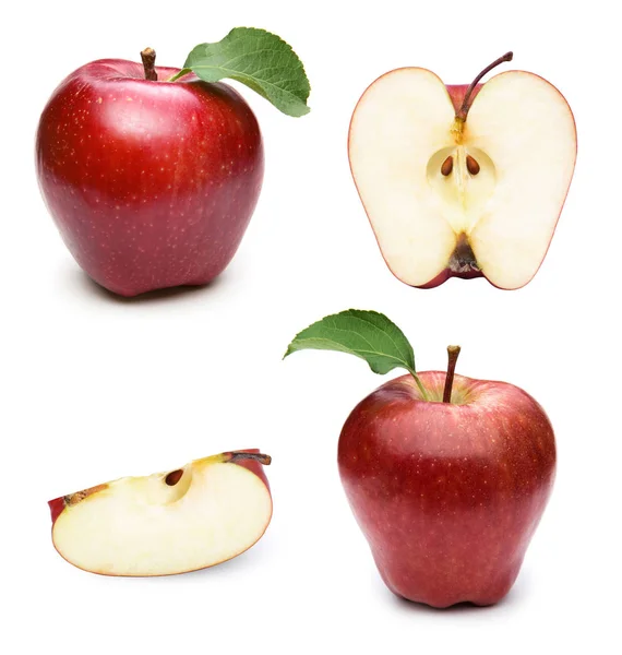 Яблочные фрукты с листьями — стоковое фото